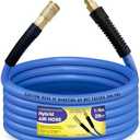 Air Compressor Hose 1/4 in x 25 ft, 300 PSI Heavy Duty Hybrid Air Hose with Quick Coupler and Plug Kit, Lightweight, Kink Resistant, All Weather Flexibility with Bend Restrictors, Blue