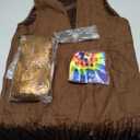 4 Pcs Halloween Hippie Men Costume Accessories 60 70s Hippie Fringe Vest Wig Tie Dye Headband for Carnival, Medium