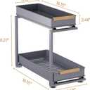 Pull Out Under Sink Organizer, 2 Tier Slide Out Drawer for Kitchen, Bathroom and Cabinet Storage, Steel, Gray