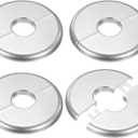 M METERXITY 4-Pack Wall Split Flange, for 0.8 Inch/20mm OD Pipe ABS Escutcheon Plate Round Self-Adhesive Plumbing Cover Plates for Water Pipe/Faucet [Silver Tone]