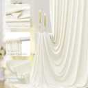 50ft x 12ft Wrinkle Free Ivory Backdrop Curtains for Parties, 10 Panels Silky 12FT Long Photo Backdrop Drapes Back Drop Cloth for Wedding Birthday Photography Background Decor, 5FT12FT_10 Panels