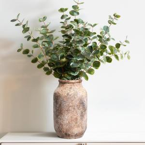 Rustic Terracotta Vase, Farmhouse Ceramic Vase, Decorative Clay Vintage Vases for Home Decor, Living Room,Table, Shelf Decor, 9 inch, Brown
