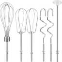 Hand Mixer Attachments Beater, Dough Hooks and Whisk, Blending Rod, Stainless Steel Hand Mixer Accessories Compatible with Kitchenaid Hand Mixers KHM3 KHM5 KHM7 KHM9, 6-piece set