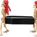 22.6" Animated Walking Skeleton Coffin Prop – Light Up Halloween Animatronic Decoration for Indoor & Outdoor Haunted House, Scary Yard Decor, Moving Corpse with Skull Casket, Spooky Skeletons Home