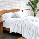 GOKOCO Luxury Soft 4 Piece Sheet Set - 100% Egyptian Cotton King Size Bed Sheet Set, Super Soft Sateen Weave, Fit Mattress 12'' Deep Pocket - White Solid Luxury Sheet Set