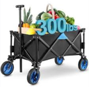 Wagon Carts Foldable, 150L Large Shopping Carts with Wheels Heavy Duty Collapsible Beach Wagons Utility Folding Grocery Cart on All-Terrain Wheels 300lbs for Sport Outdoor Garden Camping