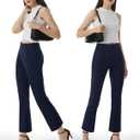 AFITNE Women's Yoga Pants with Pockets Stretchy Pull On High Waisted Cropped Pants Work Casual Dress Ankle Slacks (M)