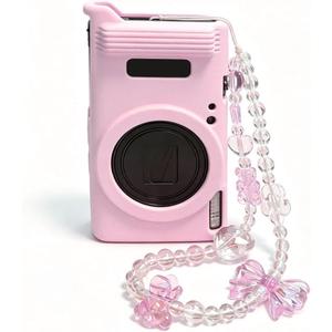 Silicone Case for Canon PowerShot IXY 650/ELPH 360 Cameras, Soft Silicone Camera Case, Slim Fit Scratch-Resistant Portable Protective Case for Camera Body .Give a Crystal Chain(Pink)