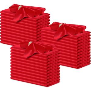 P Pothuiny 50 Pcs Silky Red Satin Napkins 17 x 17 Inches, Square Smooth Wedding Dinner Napkins Bulk Cloth Napkins Table Napkins for Banquet Party Restaurant Decor, Thanksgiving, Christmas