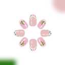 2 x Flower Press on Nails French Tip Fake Nails Short Almond Glue on Nails Cute Floral Acrylic Nails Nude Pink False Nails with Design Spring and Summer Nails Press on Full Cover Stick on Nails for Women