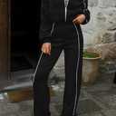 BTFBM Women's Two Piece Tracksuit Spring 2026 Long Sleeve Zip Up Sweatshirt Long Pants Outfits Jogger Sweatsuit Sets M