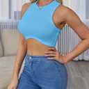 Crop Tank Tops for Women Trendy Sexy Teen Girls Going Out Tops Cute Summer Cropped Sleeveless Knit Ribbed White/Black (US, Alpha, Small, Regular, Regular, Blue) (Blue, Small)