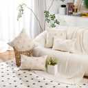 Holibeat Fluffy Dot Christmas Pillow Covers Xmas Decorative Throw Pillowcases (Beige, 20" x 12" (Pack of 2))