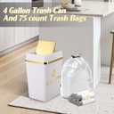 3 Pack Bathroom Trash Can with Lid 4 Gallon Small Trash Can with Swing Lid White and Gold Bathroom Garbage Can with 225 Counts Trash Bags for Kitchen Bedroom Office
