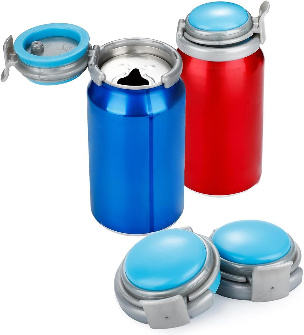 2 Pcs Silicone Soda Can Lid Reusable Beverages Lids for Standard Size 12oz Cans of Carbonated Beverages, Soda, Beer, Keep More Bubble and Fizz Prevent Spills Press on Cover to Preserve (Classic)