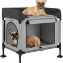 Veehoo Dog Bunk Bed, Dog Beds Attachment to Human Bed, Bedside Dogs Cot for Small, Medium Cats & Dogs, Pet Window Perch, Grey