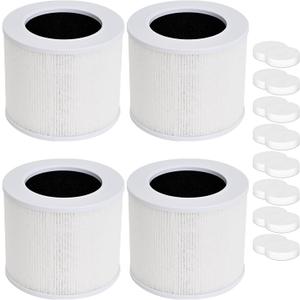 4 Pack Core Mini Filter H13 True HEPA Filters Replacement for LEVOIT Core Mini Core Mini-P Air Purifier,3-in-1 H13 True Filter Replacement,High-Efficiency Activated Carbon,Replace Part Core Mini-RF