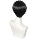 ANOGOL Hair Cap + Short Black Bowl Cut Wig Men with Bangs Black Mushroom Wigs 60s Wig Mens Funny Wigs for Movie Halloween Cosplay Costume Party Christmas