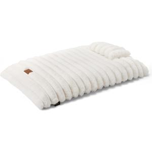 Town & Country Luxe CuddleTown Ribbed Bubble Stripe Pillow Crate Mat Pet Bed, Machine Washable Cover, Soft & Calming, Non-Slip Bottom, Cream, Medium 35"x24"x3"