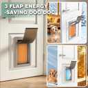 3-Flaps Extreme Weather Dog Door for Exterior Doors, Aluminum Frame and Telescoping Tunnel with Sliding Lock Panel,Suitable for Large Dogs Up to 75 lbs(Large Dog Door,White)