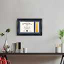 GMFrames Solid Wood Diploma Frame with Tassel Holder for 8.5x11 Certificate with Navy over Gold Mat,Black Finish with Intricate Black Rope Detail,UV Protection Acrylic
