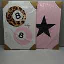 Coquette Aesthetic Wall Art Preppy Pink Canvas Wall Decor Trendy 8 Ball Leopard Poster Y2k Lucky Girl Wall Art Prints Girly Room Wall Art Retro Star Picture for Dorm Bedroom 16x24x2 Inch Ready to Hang