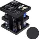 Cologne Organizer for Men Cologne Stand,3 Tier Large Capacity Wood Perfume Shelf with Rotate, Desk & Nightstand Organizer, Mens Husband Birthday Gifts Ideas, Gifts for Men(Black)