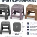 Heavy Duty Plastic Step Stool Set of 3, Sturdy Non-Slip Portable Utility Stool for Bathroom, Kitchen, Closet & Home Use, Durable Portable Household Foot Stool, Brown, Beige & Gray Colors