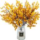 Hananona 10 Pcs Artificial Babys Breath Flowers Orange Fake Silk Gypsophila Flowers for Fall Floral Arrangement Autumn Table Centerpieces Home Decor (10, Orange)
