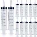 12Pack 60ml Syringe for Liquid - Large Plastic Syringes Without Needle for Food Thick Liquids and Irrigation Water, Lip Gloss Filling, Feeding Dogs Meds, Measuring ( 12 Pack 60 ml / cc )