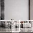 Extra Wide Baby Gate 85.8-104.5 Inch, Pressure Mounted No Drilling, for Stairs & Doorways, Metal White Indoor Safety Gate for Kids and Dogs