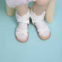 Toddler Girls Sandals Slip-On Open Toe Sandals Little Kid Non-Slip Soft Rubber Sole Princess Flat Shoes (A02/White)