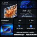 UOWAMOU 15.6 IPS-FHD-Laptop, 32GB RAM 512GB SSD 6500Y (up to 3.4GHz), Multi-Ports Lightweight Computer for Student-Home WiFi 5 BT5.0