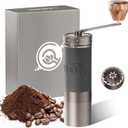 L6 Manual Coffee Grinder with Straight Handle, Hand Coffee Grinder for Espresso, Moka, Drip, French Press with External Adjustment Ring, Precision-Consistent Stainless Steel Conical Burr