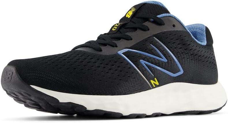 New Balance Men's 520 V8 Running Shoe (7.5 X-Wide, Black/Blue Laguna/Ginger Lemon)