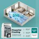 SereneLife Portable AC Unit and Heater, Adjustable Temperature with 12,000 BTU Cooling & Heating, Smart Wi-Fi Control, Dehumidifier & Fan Modes, Portable AC Units for Rooms with Window Mount Kit White