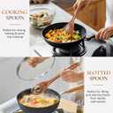 2Pcs Wooden Spoons for Cooking, Natural Premium Teak Wooden Spoon & Slotted Spoon, Good Grip Large Cooking Spoons Spatula, Heat Resistant Wooden Kitchen Cooking Utensils Set for Nonstick Cookware