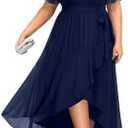 Talisea Womens Plus Size Long Dress Chiffon High Low Split Ruffle Evening Bridesmaid Wedding Guest Formal Maxi Dresses Size 18W