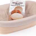 (10x6 inch) Oval Proofing Basket Set by Bread Story Oval Brotform Handmade Unbleached Natural Cane Bread Baking Kit with Cloth Liner Bread Baking e-book Course