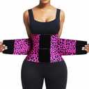 FeelinGirl Waist Trainer Belt Waist Cincher Trimmer Ab Belt Tummy Control Body Shaper with Triple Wrap Women and Men (3X-Large, Purple Leopard Print)