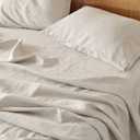 Bedsure Linen Sheets - Queen Size Bed, Blend from Linen Cotton Bedsheets, Breathable Cotton Bedsheets, Gifts for All Seasons, 4 Pieces, Linen
