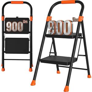 2 Step Ladder,900 lbs Capacity Heavy Duty Step Stool with Safety Lock