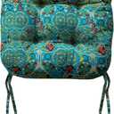 vctops Boho Geometric Chair Cushions with Ties U-Shaped Soft Cozy Cotton Linen Chair Pads Non Slip Seat Cushions for Indoor Dining Room and Kitchen Chairs (Turquoise,16"x16")