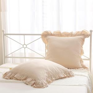 K MASANIJI 2PACK Taupe Euro Shams Pillow Covers 26x26 inches, 100% Cotton Rustic Ruffle Pillow Shams Vintage Shabby and Chic French Country Style Farmhouse Bed Pillowcases (Taupe, 26x26 inches)