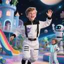 Cuteshower Kids Astronaut Costume for Boys Girls Space Jumpsuit Halloween (8-10 Years)