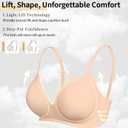 Seamless Wireless Bra for Women with Support - No Underwire Plunge Push Up Comfy Tshirt Bras Racerback Bralette