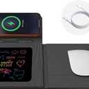 Foldable Wireless Charging Mouse Pad with Writing Tablet,15W Qi Magnetic Fast Charging Travel Mouse Pad,Multi-Functional PU Leather Mat Charging Pad for iPhone Samsung iWatch,Office Home Accessories
