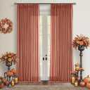 Extra Long Terracotta Linen Curtains 120 Inches Long Red Clay Farmhouse Rustic Curtain Light Filtering Semi Sheer Back Tab Pinch Pleat Curtain for Tall Ceiling Living Room 2 Panels Autumn Fall Decor (Firebrick)