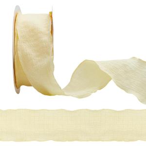 10 Yards 1.5 Inch Yellow Ruffle Fabric Trim Double Ruffled Edge Ribbon Chiffon Polyester Silk Grosgrain Ribbons with Spool for Gift Wrapping Wedding Invitations Bouquet Christmas Party Decor