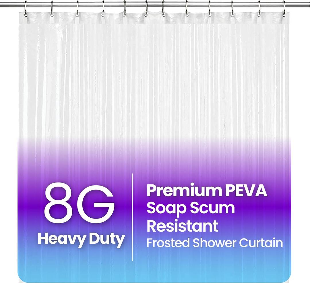 LiBa Bathroom Shower Curtain - Waterproof Plastic Shower Curtain Premium PEVA Non-Toxic with Rust Proof Grommets Frosted 8G Heavy Duty Bathroom Accessories 72x78